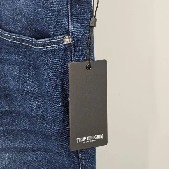 NWT True Religion Jeans Mens Size 36 Ricky Flap SN Relaxed Straight Blue Denim‎